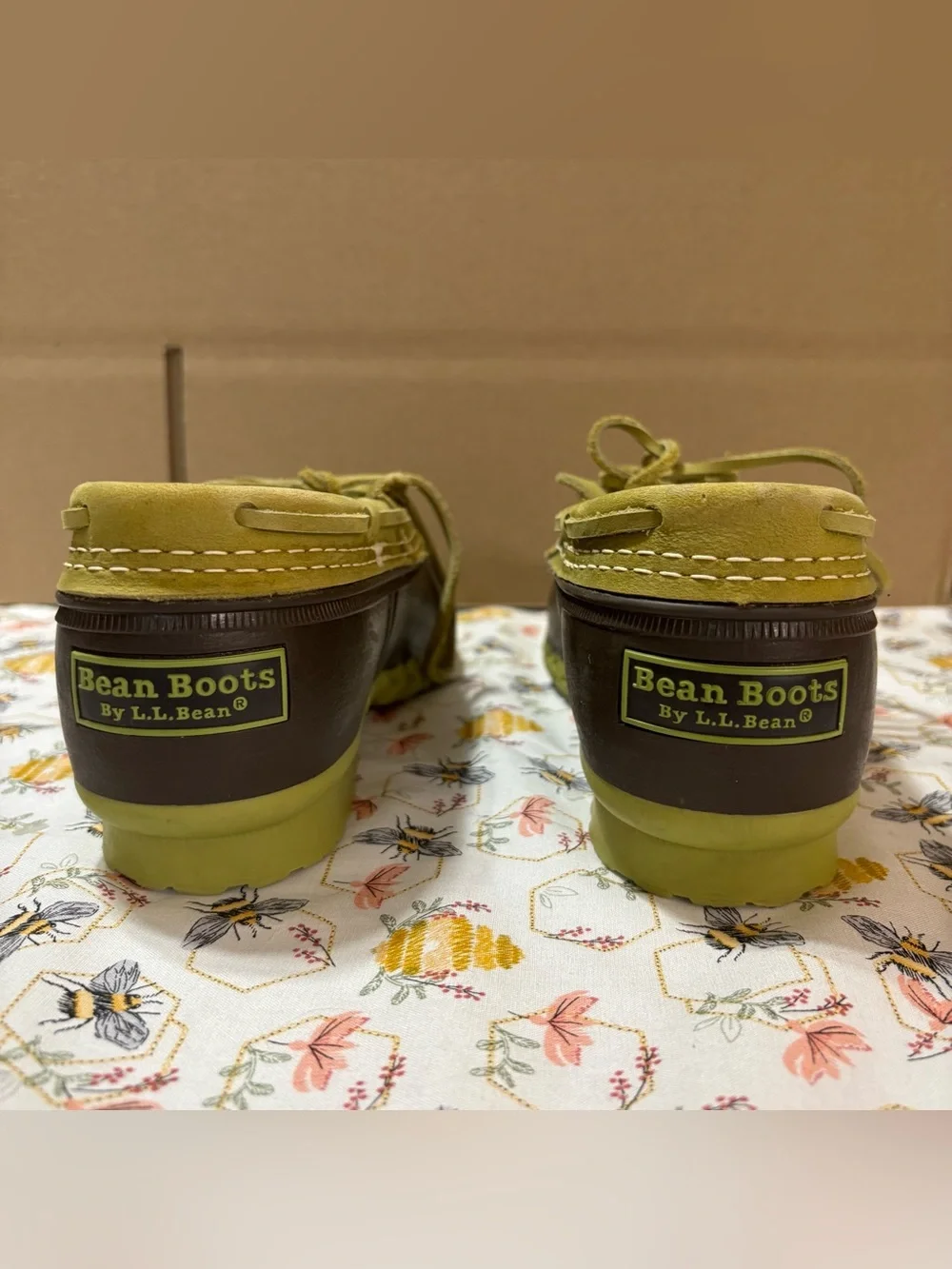 L.L. Bean Olive and Brown Waterproof Lace-Up Duck Shoes